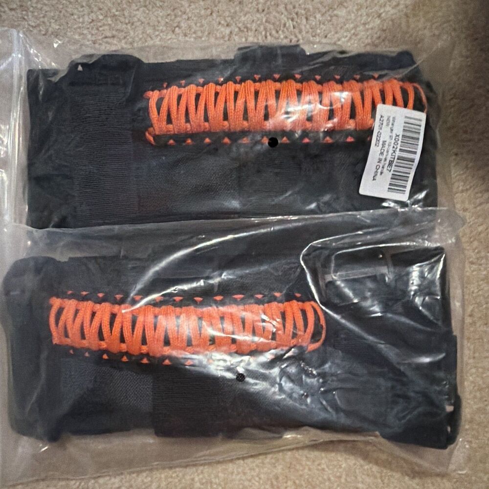 Jeep Wrangler 1997-2018 Canvas Grab Handle Set Of 4 Black Orange